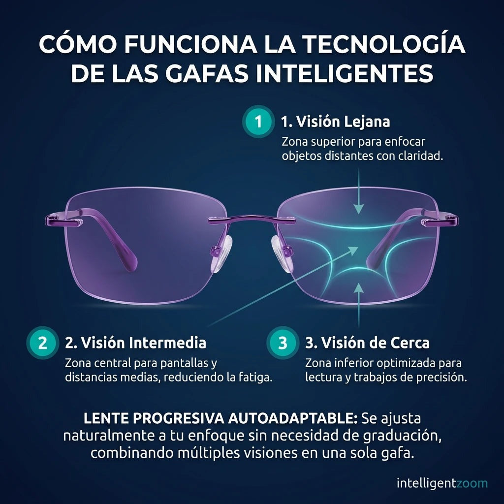 2X1 HOY l Las Únicas Gafas Autograduables Inteligentes Ray™ (Visión clara de cerca, intermedia y lejos en una sola gafa) l Protección Luz Azul y Rayos UV + Funda de cuero GRATIS l 30 días de prueba garantizada