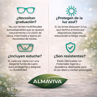 2X1 HOY l Las Únicas Gafas Autograduables Inteligentes Ray™ (Visión clara de cerca, intermedia y lejos en una sola gafa) l Protección Luz Azul y Rayos UV + Funda de cuero GRATIS l 30 días de prueba garantizada