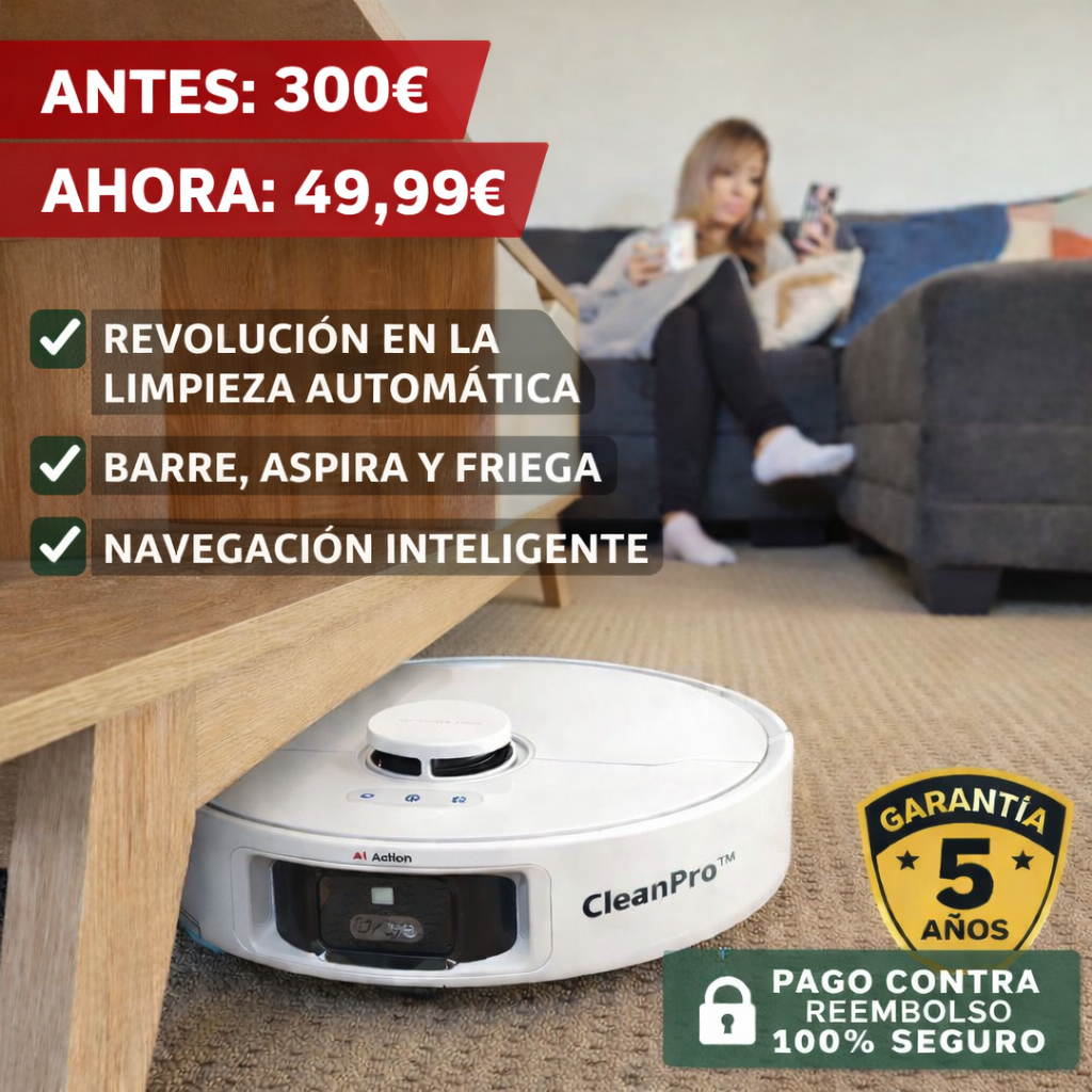 CleanPro™ – La revolución en limpieza: barre, aspira y friega por ti mientras te relajas (30 días de prueba + Garantía de 5 años + Regalo HOY)