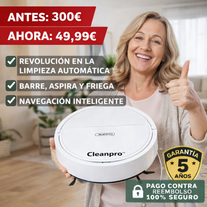 CleanPro™ – La revolución en limpieza: barre, aspira y friega por ti mientras te relajas (30 días de prueba + Garantía de 5 años + Regalo HOY)