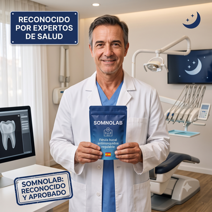 Pack Sueño Completo SomnoLab™ – Di adiós a los ronquidos desde la primera noche con nuestra férula + DOBLE REGALO HOY (Pack Tiras Nasales + Parches Melatonina)